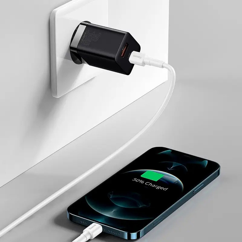 Мережевий зарядний пристрій Baseus Super Si Pro Quick Charger PD 30W + QC 3.0 (1×USB-A / 1×USB-C) (CCSUPP-E) Black