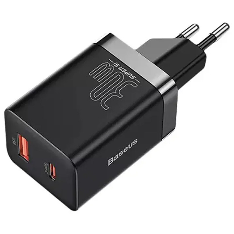 Мережевий зарядний пристрій Baseus Super Si Pro Quick Charger PD 30W + QC 3.0 (1×USB-A / 1×USB-C) (CCSUPP-E) Black