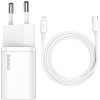 МЗП Baseus Super Si Quick Charger PD20W (1USB-C) + кабель Type-C to Lightning (TZCCSUP-B) Білий