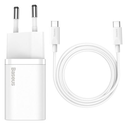 Мережевий зарядний пристрій Baseus Super Si Quick Charger PD 25W (1×USB-C) + кабель USB-C → USB-C (TZCCSUP-L)