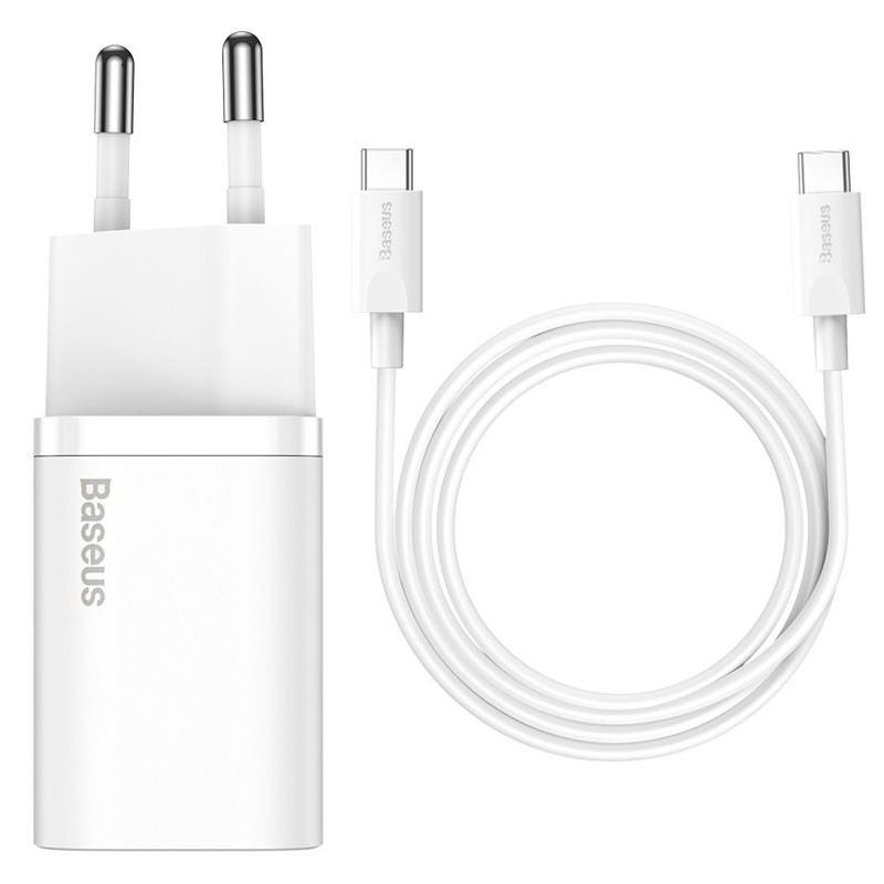 Мережевий зарядний пристрій Baseus Super Si Quick Charger PD 25W (1×USB-C) + кабель USB-C → USB-C (TZCCSUP-L)