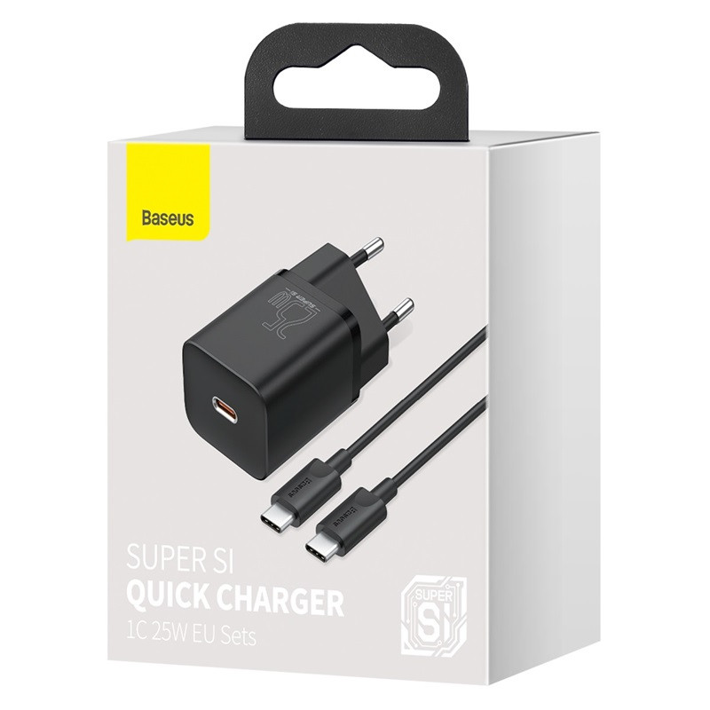 Мережевий зарядний пристрій Baseus Super Si Quick Charger PD 25W (1×USB-C) + кабель USB-C → USB-C (TZCCSUP-L)