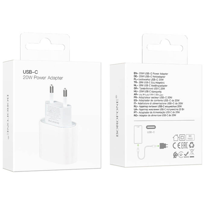 Мережевий зарядний пристрій Borofone BA100A Original PD 20W (1×USB-C) White