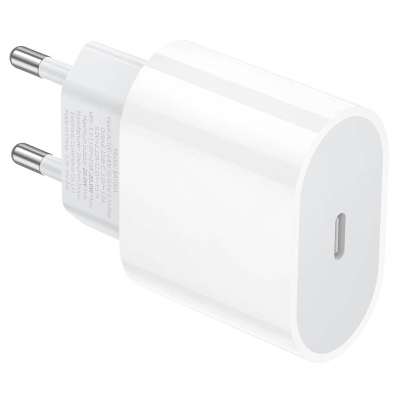 Мережевий зарядний пристрій Borofone BA100A Original PD 20W (1×USB-C) White