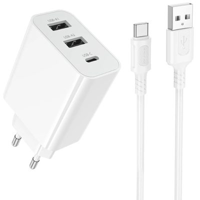 МЗП Borofone BA105A Stellar 15W (2USB-A/1C) + кабель USB to Type-C White
