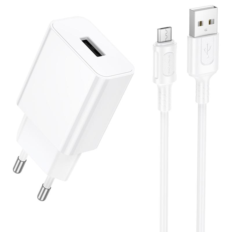 Мережевий зарядний пристрій Borofone BA110A Lemi 7.5W (1×USB-A) + кабель USB to Micro-USB White