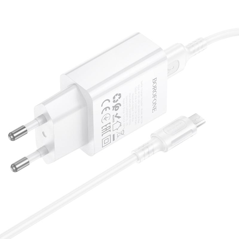 Мережевий зарядний пристрій Borofone BA110A Lemi 7.5W (1×USB-A) + кабель USB to Micro-USB White