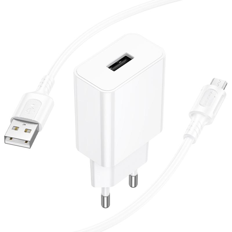 Мережевий зарядний пристрій Borofone BA110A Lemi 7.5W (1×USB-A) + кабель USB to Micro-USB White