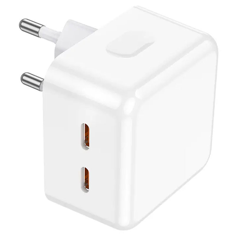 Мережевий зарядний пристрій Borofone BA76A Source PD 35W (2×USB-C) White