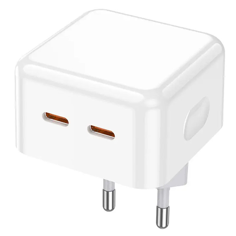 Мережевий зарядний пристрій Borofone BA76A Source PD 35W (2×USB-C) White