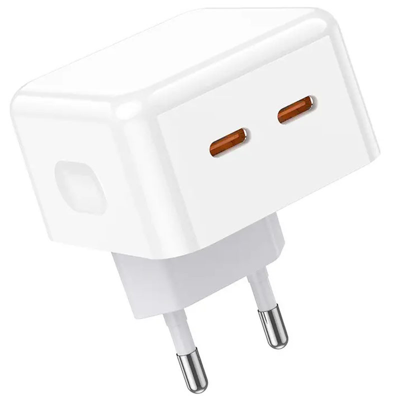 Мережевий зарядний пристрій Borofone BA76A Source PD 35W (2×USB-C) White