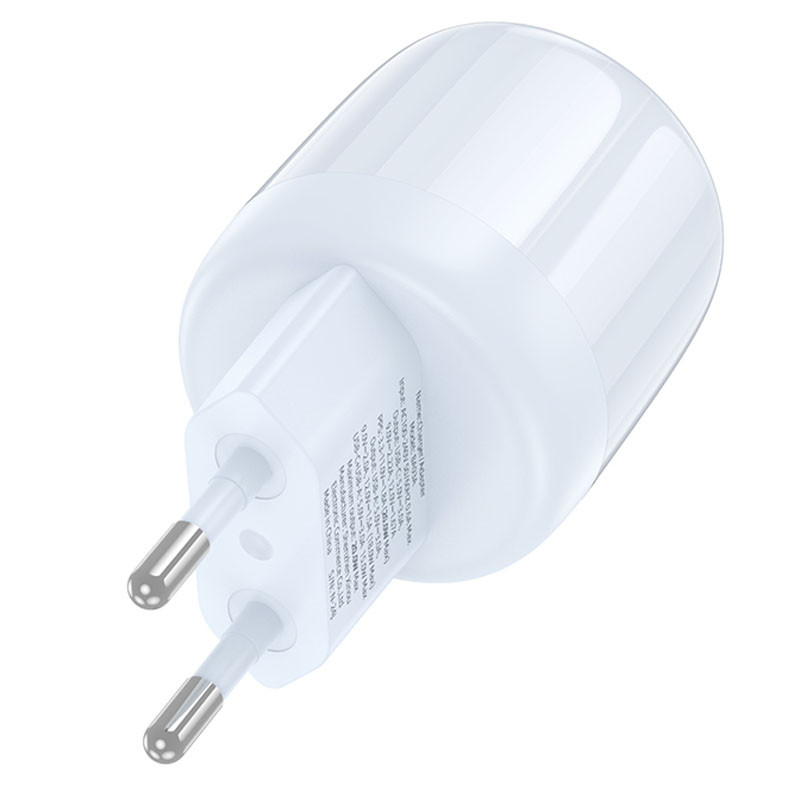 Мережевий зарядний пристрій Borofone BA93A Lustrous PD 20W + QC 3.0 (1×USB-A / 1×USB-C) Blue