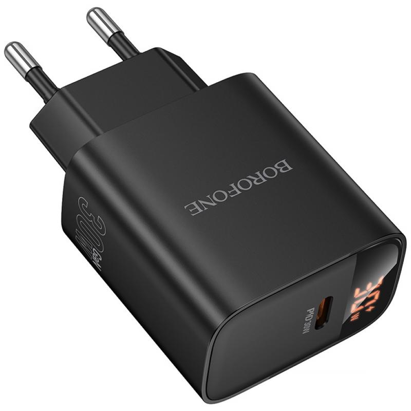 Мережевий зарядний пристрій Borofone BA97A PD 30W (1×USB-C) Black