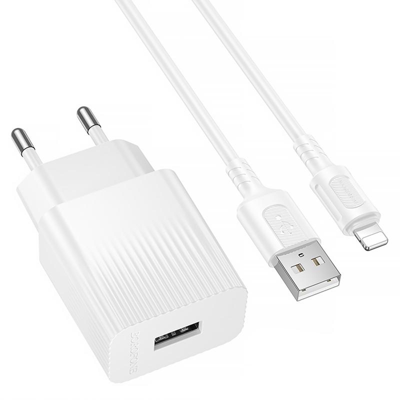 Мережевий зарядний пристрій Borofone BAS71A Source 10.5W (1×USB-A) + кабель USB to Lightning