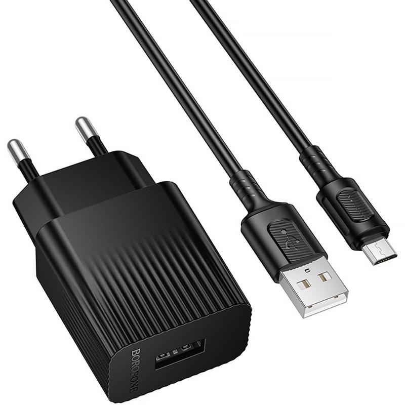 Мережевий зарядний пристрій Borofone BAS71A Source 10.5W (1×USB-A) + кабель USB to Micro-USB