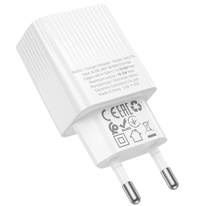 Мережевий зарядний пристрій Borofone BAS71A Source 2.1 А (1×USB-A)