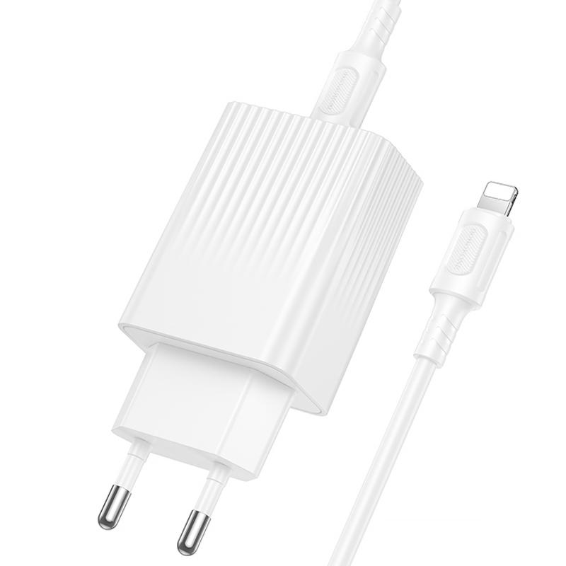 Мережевий зарядний пристрій Borofone BAS73A Source PD 20W (1×USB-C) + кабель USB-C → Lightning