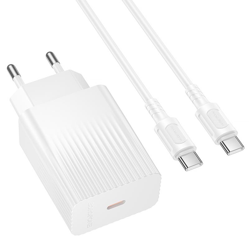 Мережевий зарядний пристрій Borofone BAS73A Source PD 20W (1×USB-C) + кабель USB-C → USB-C