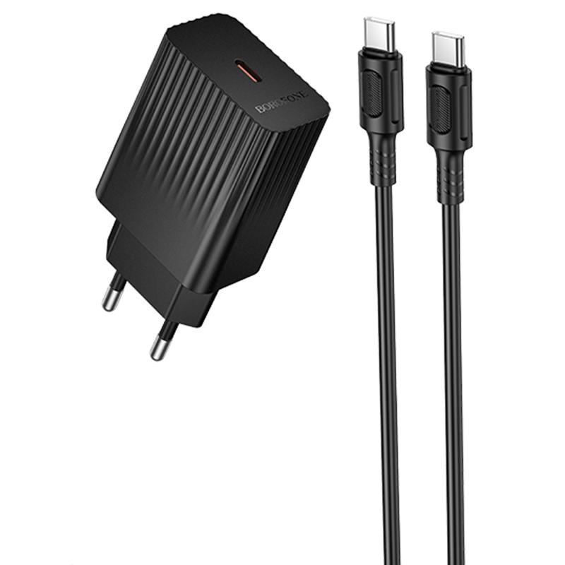 Мережевий зарядний пристрій Borofone BAS75A Source PD 30W (1×USB-C) + кабель USB-C → USB-C