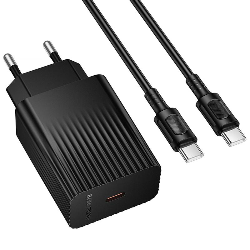 Мережевий зарядний пристрій Borofone BAS75A Source PD 30W (1×USB-C) + кабель USB-C → USB-C