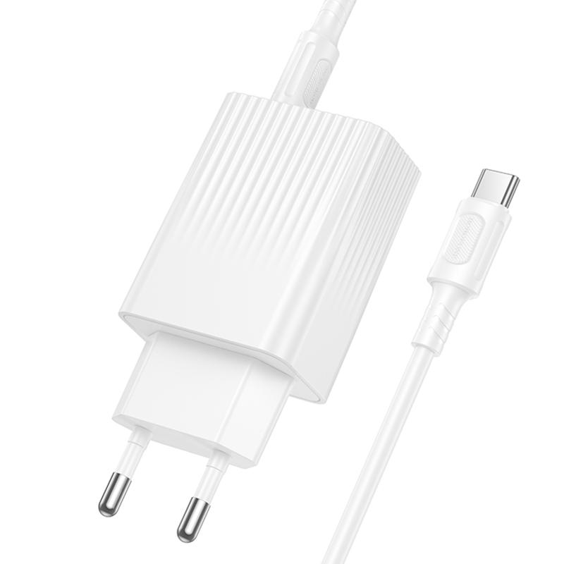 Мережевий зарядний пристрій Borofone BAS76A Source PD 30W + QC 3.0 (1×USB-A / 1×USB-C) + кабель USB-C → USB-C