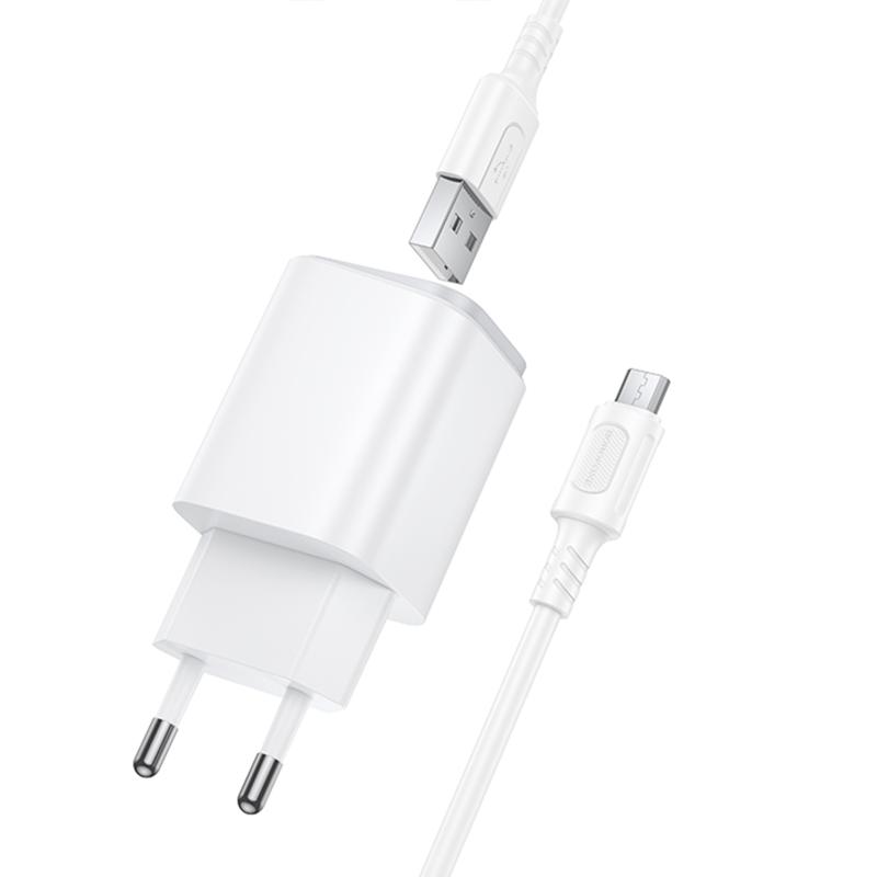 Мережевий зарядний пристрій Borofone BAS81A Star 10.5W (2×USB-A) + кабель USB to Micro-USB White