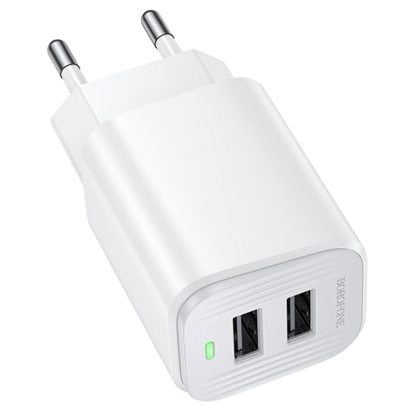 Мережевий зарядний пристрій Borofone BAS81A Star 10.5W (2×USB-A) White