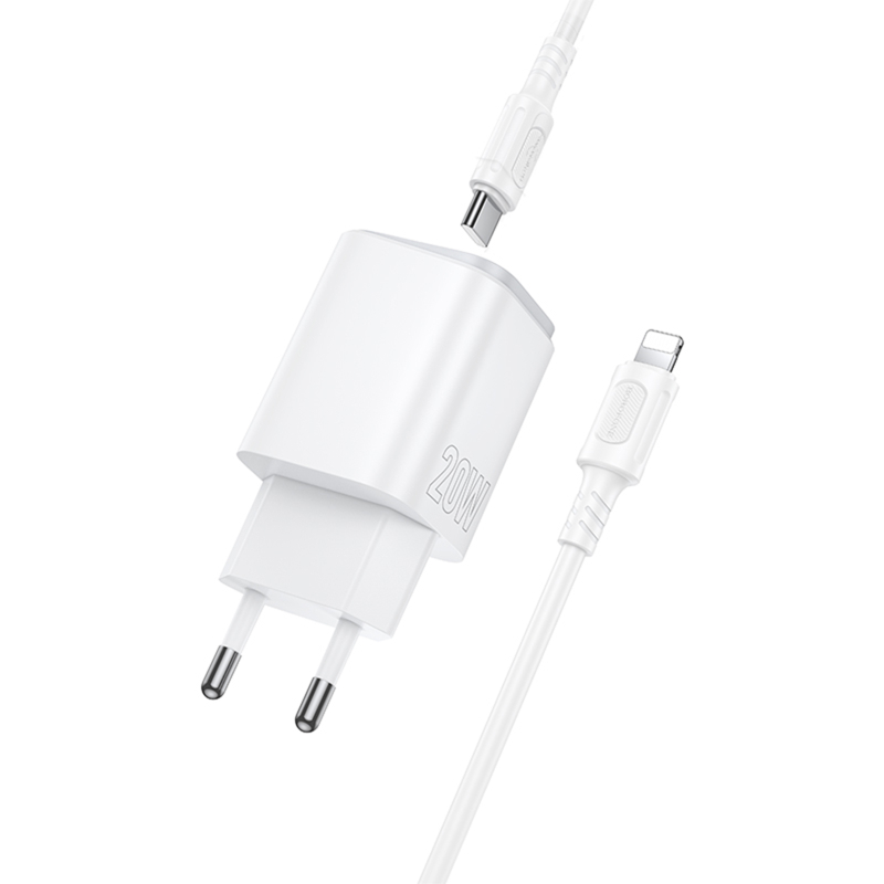 Мережевий зарядний пристрій Borofone BAS83A Star PD 20W + QC 3.0 (1×USB-A / 1×USB-C) + кабель USB-C → Lightning