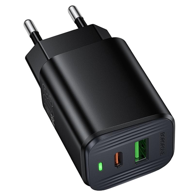 Мережевий зарядний пристрій Borofone BAS85A Star PD 30W + QC 3.0 (1×USB-A / 1×USB-C) Black