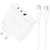 МЗП Borofone BN11 Imperial PD100W+QC3.0 (1USB-A/2C) + кабель Type-C to Type-C White