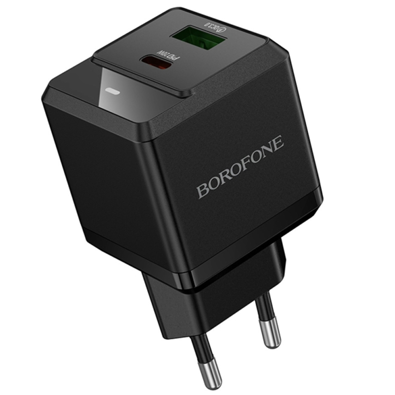 Мережевий зарядний пристрій Borofone BN19 Intenso PD 20W + QC 3.0 (1×USB-A / 1×USB-C) Black