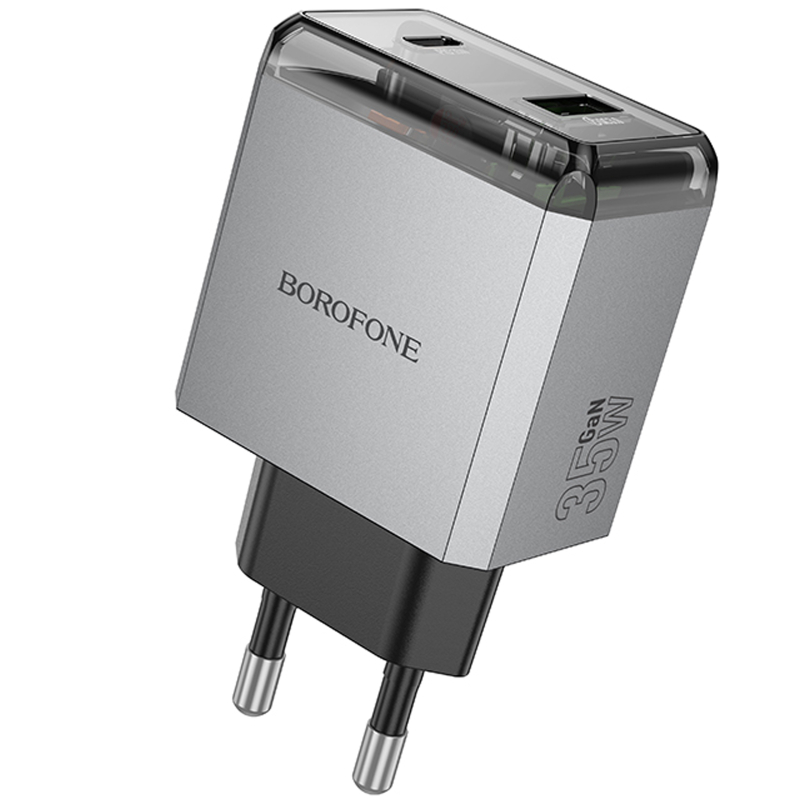 Мережевий зарядний пристрій Borofone BN20 Lena PD 35W + QC 3.0 (1×USB-A / 1×USB-C) Metal gray