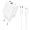 МЗП Borofone BN29 Fuente PD30W+QC3.0 (1USB-A/1C) + кабель Type-C to Lightning White