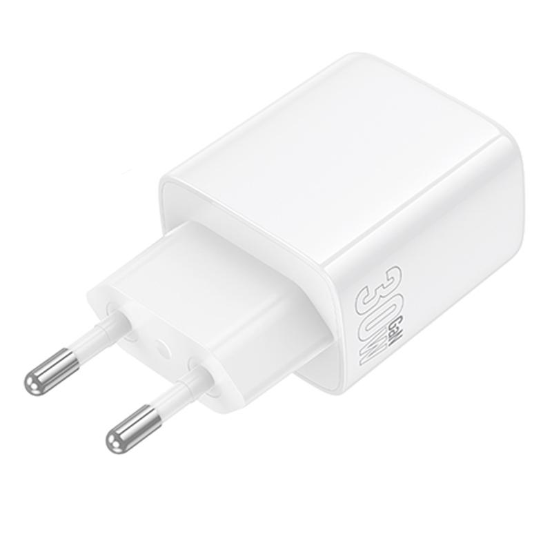 Мережевий зарядний пристрій Borofone BN29 Fuente PD 30W + QC 3.0 (1×USB-A / 1×USB-C) White