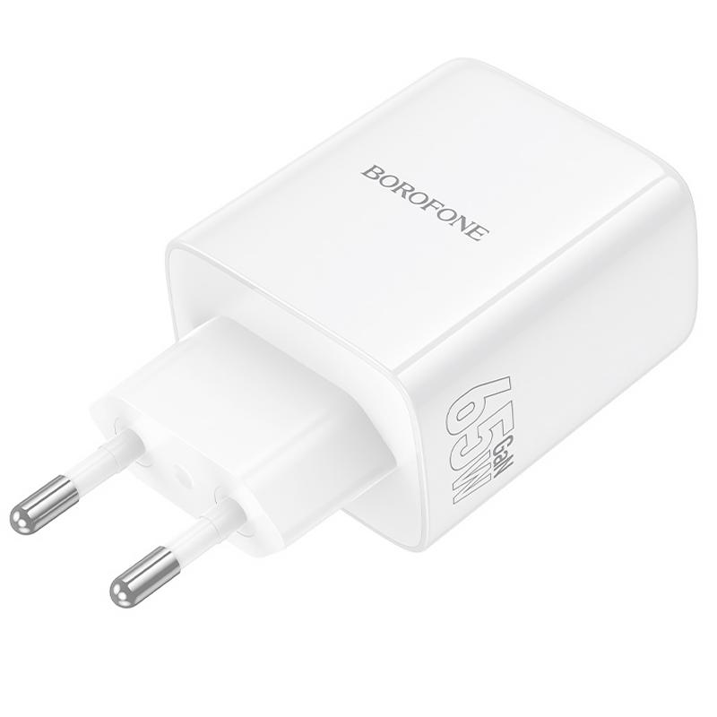 Мережевий зарядний пристрій Borofone BN32 Cargador PD 65W (1×USB-A / 2×USB-C) White