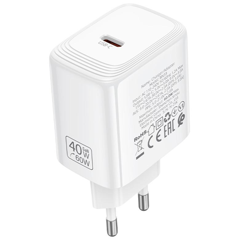 Мережевий зарядний пристрій Borofone BN33 Fuente PD 40W (1×USB-C) White