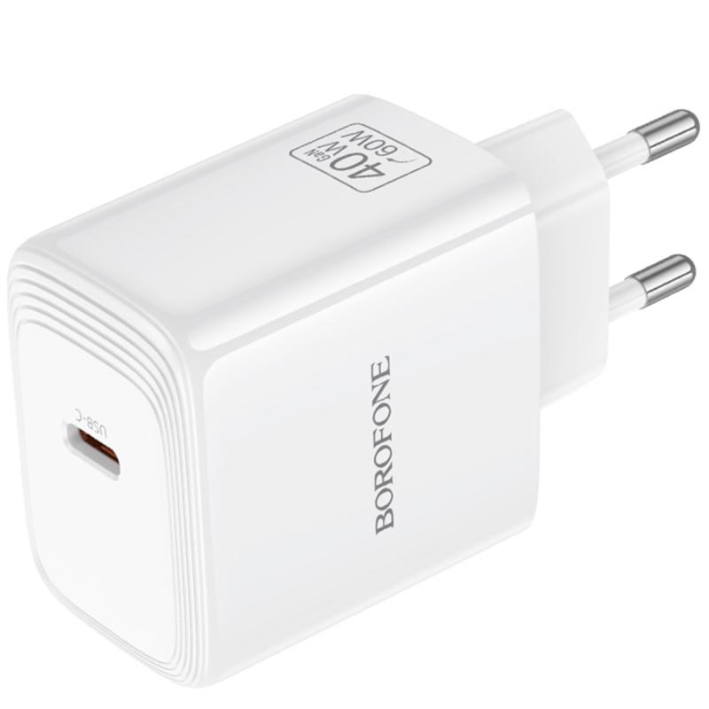 Мережевий зарядний пристрій Borofone BN33 Fuente PD 40W (1×USB-C) White