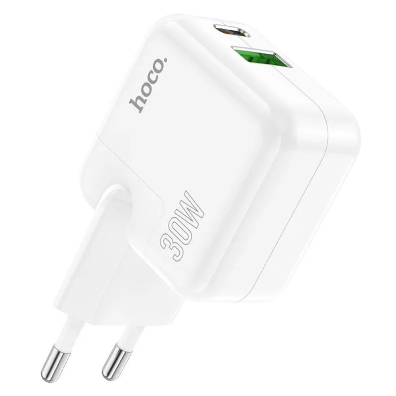 Мережевий зарядний пристрій Hoco C111A PD 30W + QC 3.0 (1×USB-A / 1×USB-C) White
