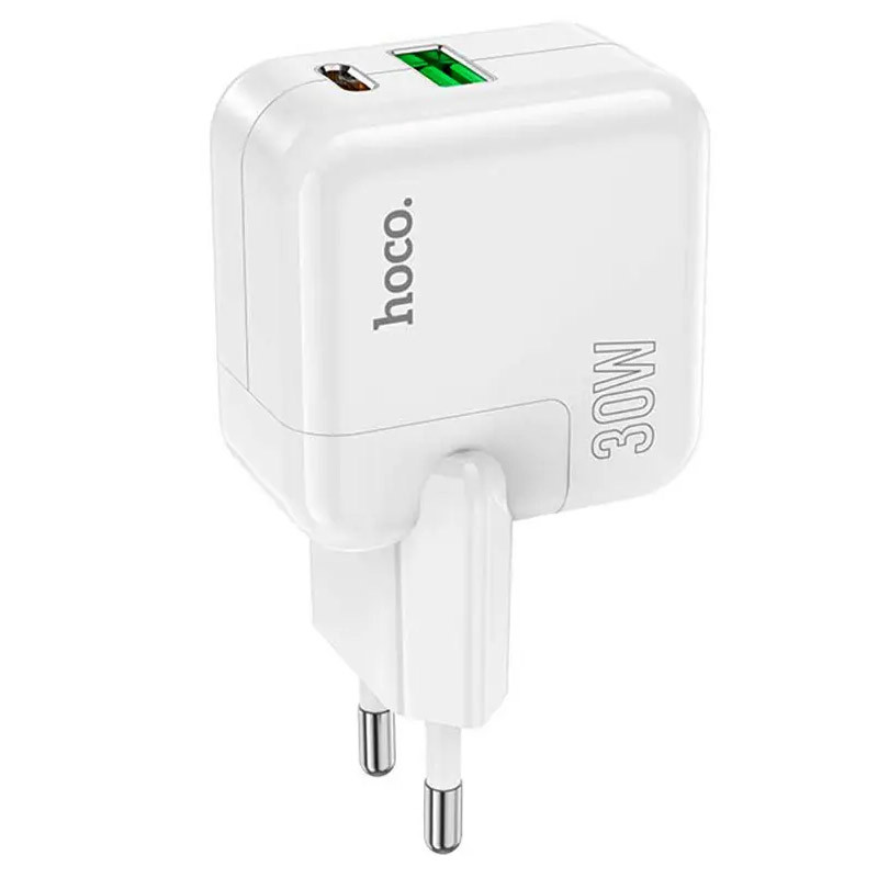 Мережевий зарядний пристрій Hoco C111A PD 30W + QC 3.0 (1×USB-A / 1×USB-C) White