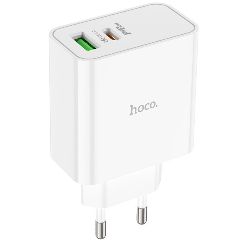 Мережевий зарядний пристрій Hoco C113A Awesome PD 65W (1×USB-A / 1×USB-C) White