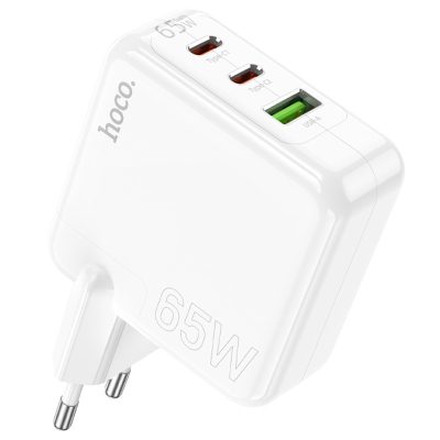 Мережевий зарядний пристрій Hoco C115A Header PD 65W + QC 3.0 (1×USB-A / 2×USB-C) White