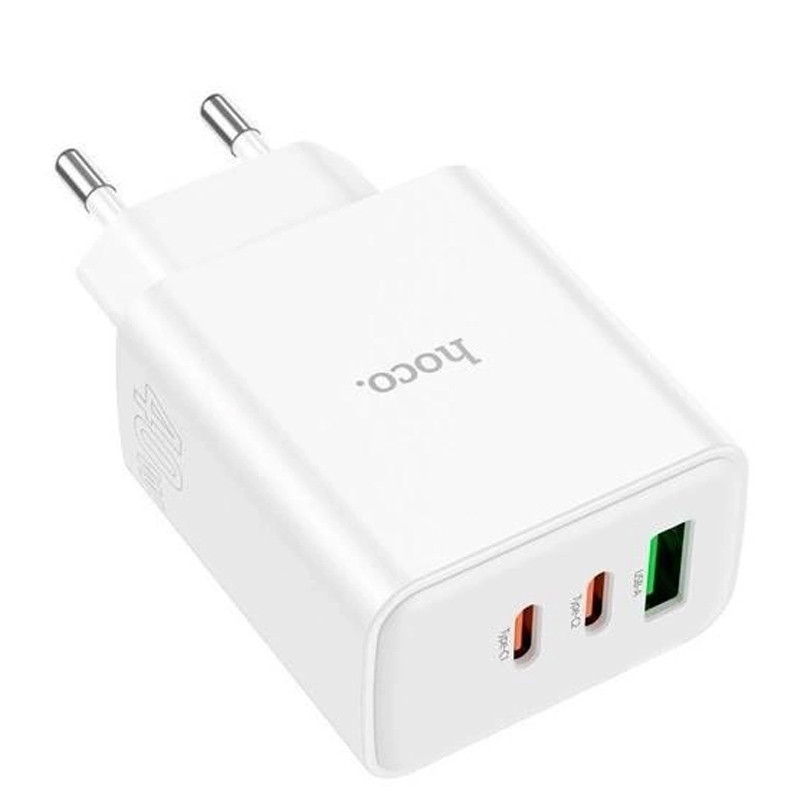 Мережевий зарядний пристрій Hoco C126A PD 40W + QC 3.0 (1×USB/2Type-C) White