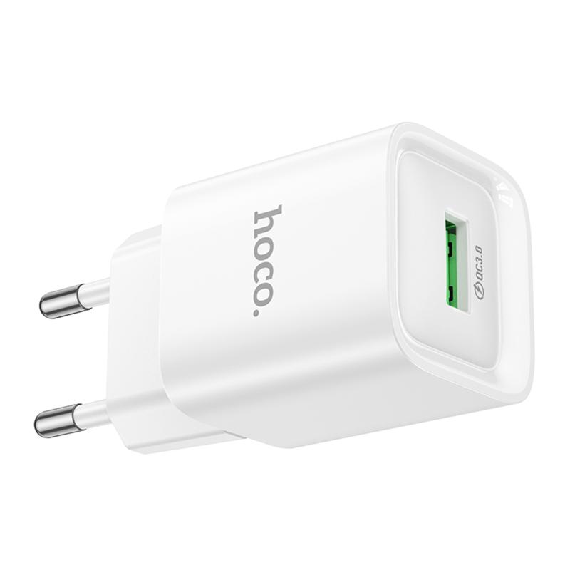 Мережевий зарядний пристрій Hoco C145A Charm QC 3.0 18W (1×USB-A) White