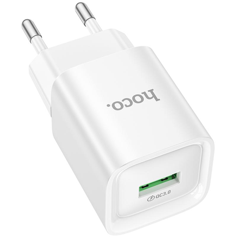 Мережевий зарядний пристрій Hoco C145A Charm QC 3.0 18W (1×USB-A) White