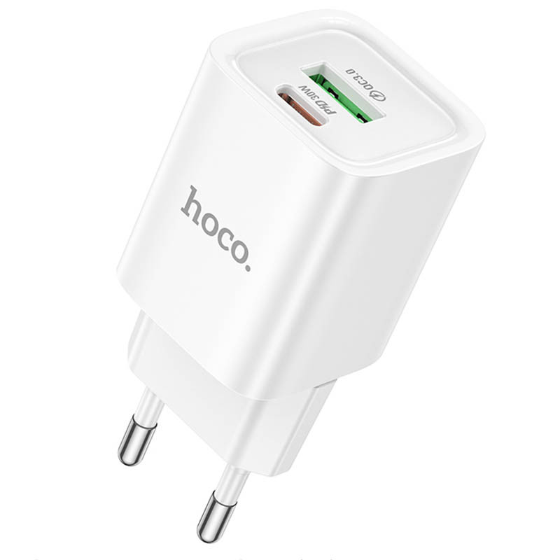 Мережевий зарядний пристрій Hoco C149A Charm PD 30W + QC 3.0 (1×USB-A / 1×USB-C) White