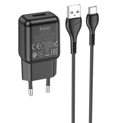 МЗП Hoco C96A 2.1A (1USB-A) + кабель USB to Type-C Black