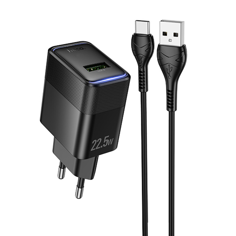 Мережевий зарядний пристрій Hoco CS111A Lounge QC 3.0 22.5W (1×USB-A) + кабель USB to USB-C