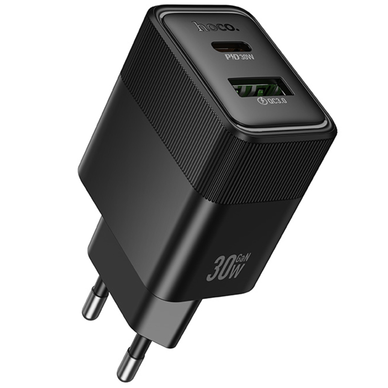 Мережевий зарядний пристрій Hoco CS112A Lounge PD 30W + QC 3.0 (1×USB-A / 1×USB-C) Black