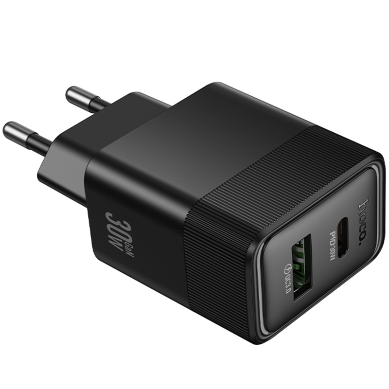 Мережевий зарядний пристрій Hoco CS112A Lounge PD 30W + QC 3.0 (1×USB-A / 1×USB-C) Black