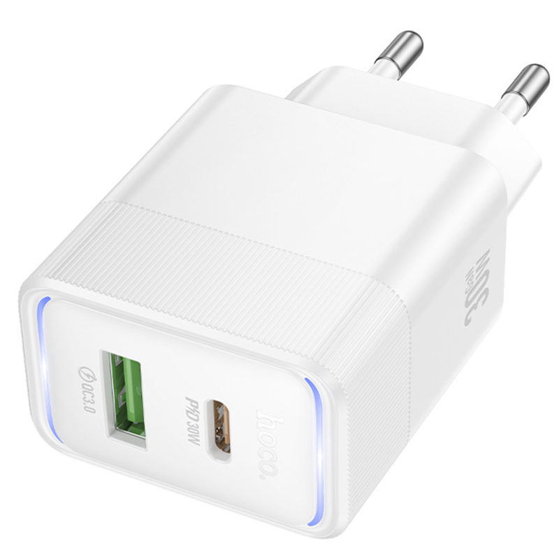Мережевий зарядний пристрій Hoco CS112A Lounge PD 30W + QC 3.0 (1×USB-A / 1×USB-C)